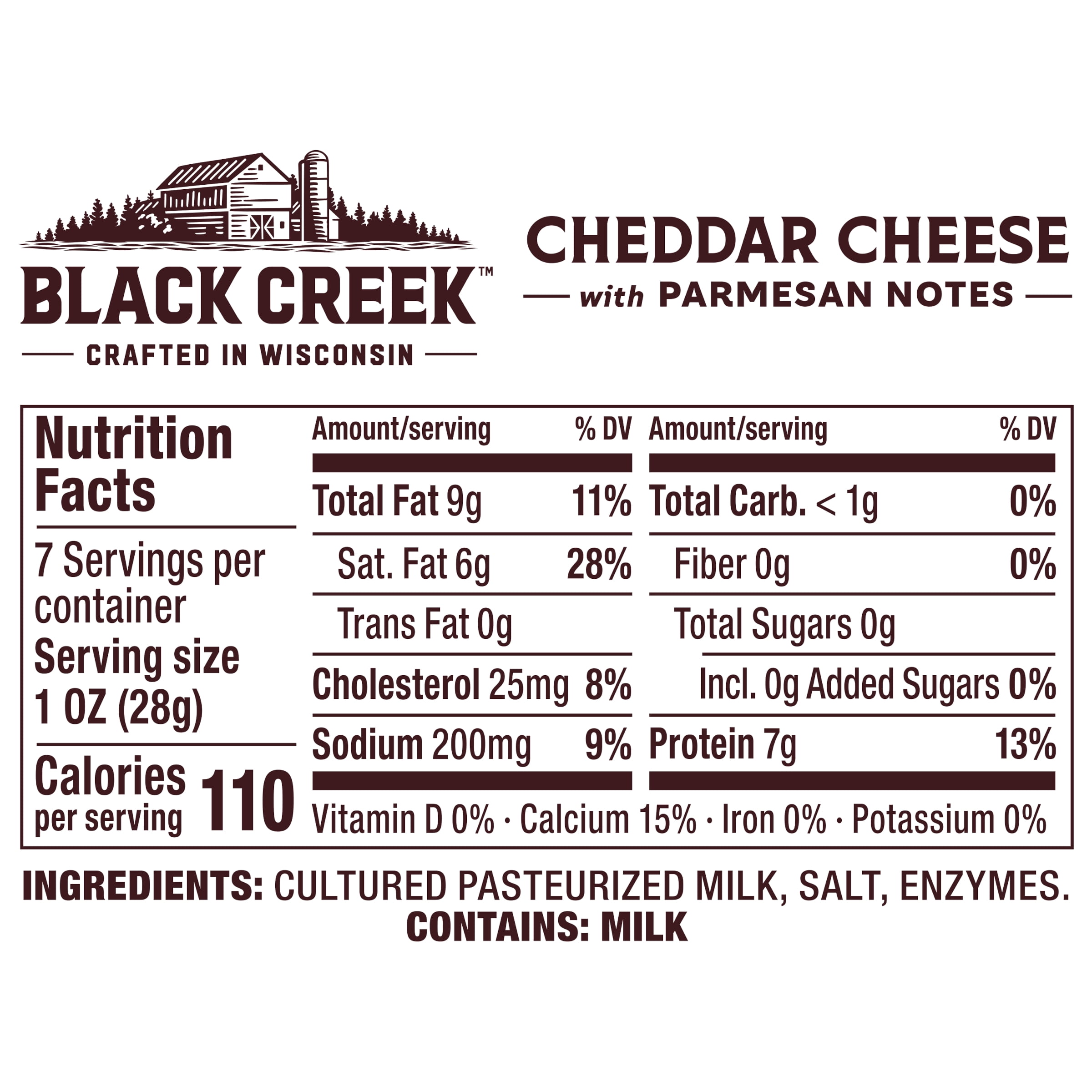 Black Creek® Cheddar Cheese with Parmesan Notes 7 oz Square