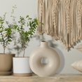 thumbnail image 4 of Modernist Infinity Ring Bud Vase, Beige Glazed, Matte Finish, Stoneware, O-Shape, 7.75 Inches, 4 of 6