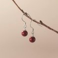 thumbnail image 3 of EOEMY 925 Sterling Silver Round Cinnabar Stone Beads Drop/Dangle Hook Earrings, 3 of 6