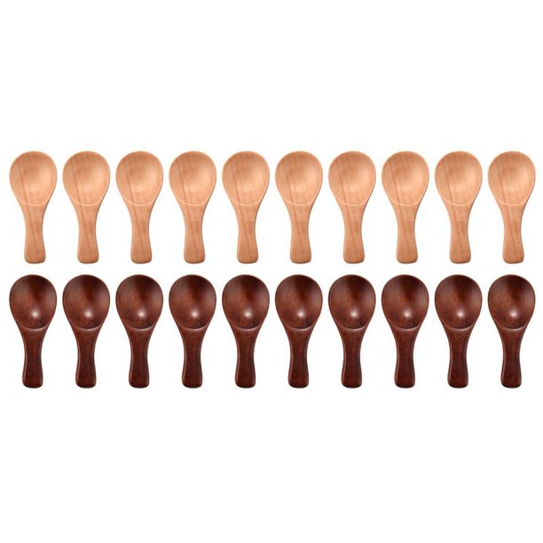 20 cucharas de madera pequeñas, minicucharas para condimentos, azúcar, sal, miel, cucharaditas, café, té, mermelada, mostaza, helado, cucharas de madera