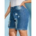 thumbnail image 3 of Pantalones cortos de mezclilla de dobladillo de dobladillo más doblado Rosegal Pantalones cortos de talla grande, 3 of 5