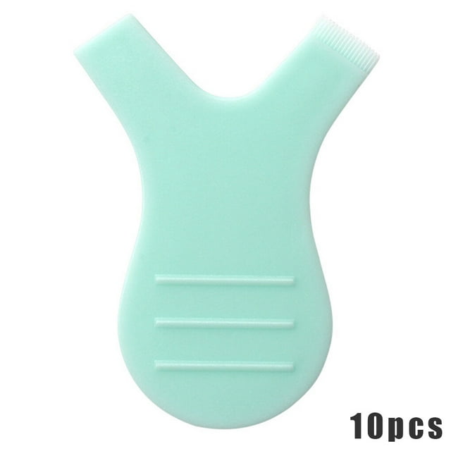 ziyahi 10pcs/bag Eyelash Brushes Plastic Eyelash Lifting Perm Comb Y Shape Portable Makeup Tools, Light Green