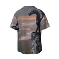 thumbnail image 5 of KLL Black Dragon Cliff Dawn Print Men's Shirt Short Sleeve Button Down Summer Cuba Beach Shirts- Large, 5 of 5