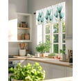 thumbnail image 3 of Teal Tulips Valances for Windows Transparent Floral Botanical Leaf Flower Valance Rod Pocket Light Filtering Short Window Treatments Curtains for Kitchen Bathroom Living Room Bedroom, 42 x 12 Inch, 3 of 7