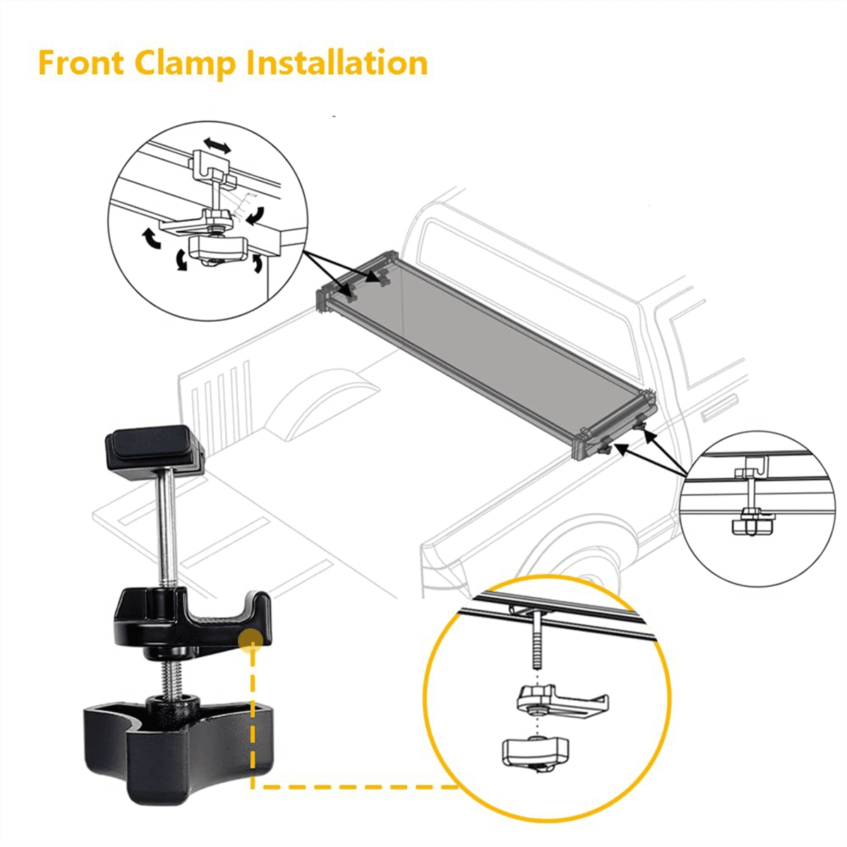Truck Tonneau Cover Replacement Installation Accessory Fit for Tri-Fold & Quad-Fold Truck Bed Cover Hard Folding