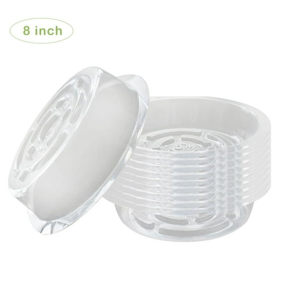 8" Thicken Plant Saucer, 10 Pack of Clear Plastic Saucers Drip Trays Sturdy Flower Pot Tray for Indoors & Outdoor Plants or Planter pots