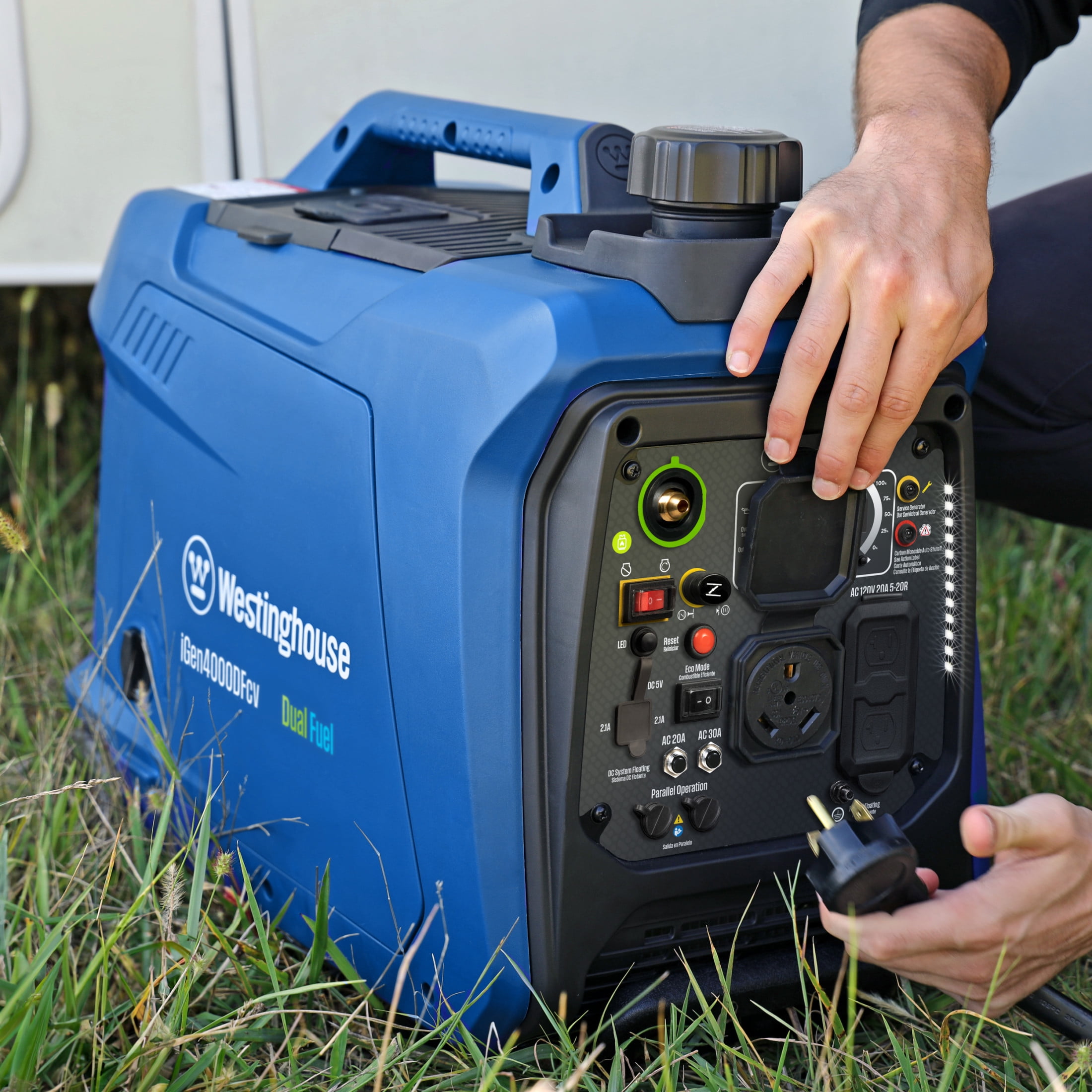Westinghouse 4000 Peak Watt Dual Fuel Portable Inverter Generator, Recoil Start & CO Sensor