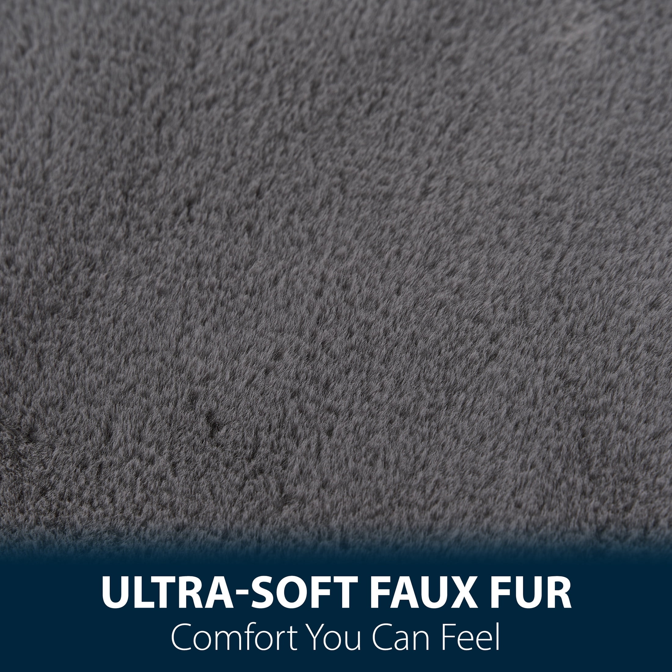 Serta Big Round Lounger Foam Filled Bean Bag Chair, Gray, Plush Faux Fur, Oversized Round Floor Seat, 36” Diameter