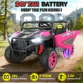 thumbnail image 3 of VIBESPARK 24 Volt 2 Seater Ride on Toys for Kids, Powered Ride on Cars with Remote Control, Electric UTV Car for 3-8 Boys Girls Gift w/ Bluetooth, LED Light, Music, Pink, 3 of 9