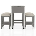 thumbnail image 3 of Furniture of America Ficus Wood 5-Piece Nested Counter Dining Table Set in Gray, 3 of 14