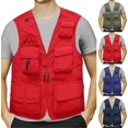 thumbnail image 1 of SURJDE Mens Jacket Field Pofessional Emergency Field Fishing Multi Pocket Vest (g-Red, M), 1 of 4