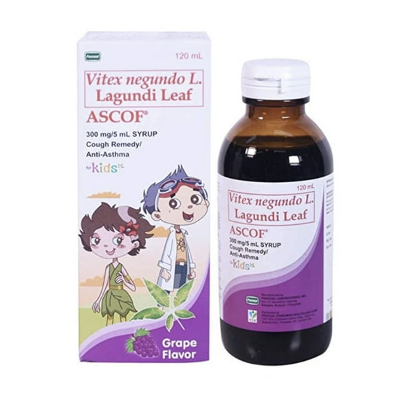 Ascof Forte Lagundi Leaf Syrup, Grape Flavor, 120ml