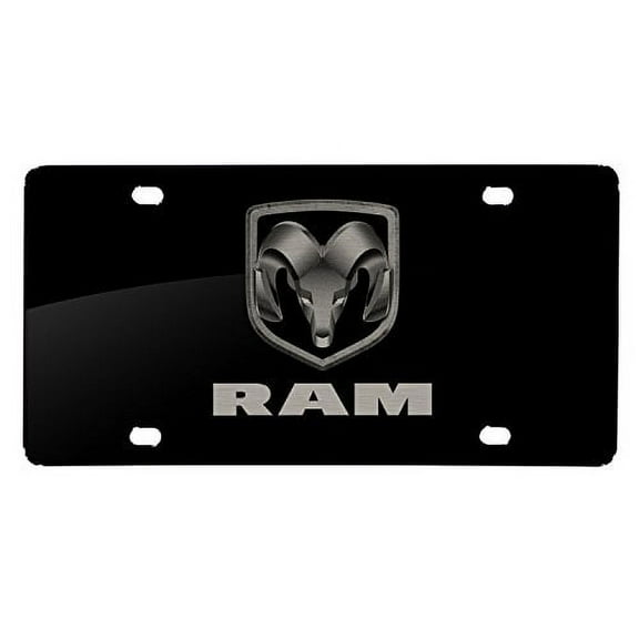 RAM Logo Laser Mark Matt-Look Black Acrylic License Plate
