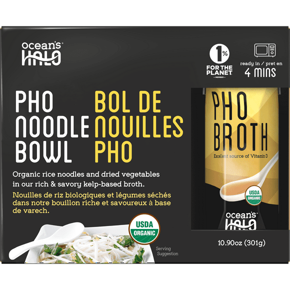 Ocean's Halo, Organic and Vegan Pho Noodle Bowl, Shelf-Stable, 301g, OCEAN'S HALO ORG PHO NDL BWL KIT