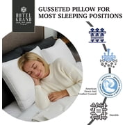 Hotel Grand Luxury Goose Feather & Down Fiber Pillows Queen Size Set of 2, Firm Support Gusseted Design, 100% Cotton Cover, No-Flat Fluffy Comfort for Side and Back Sleepers