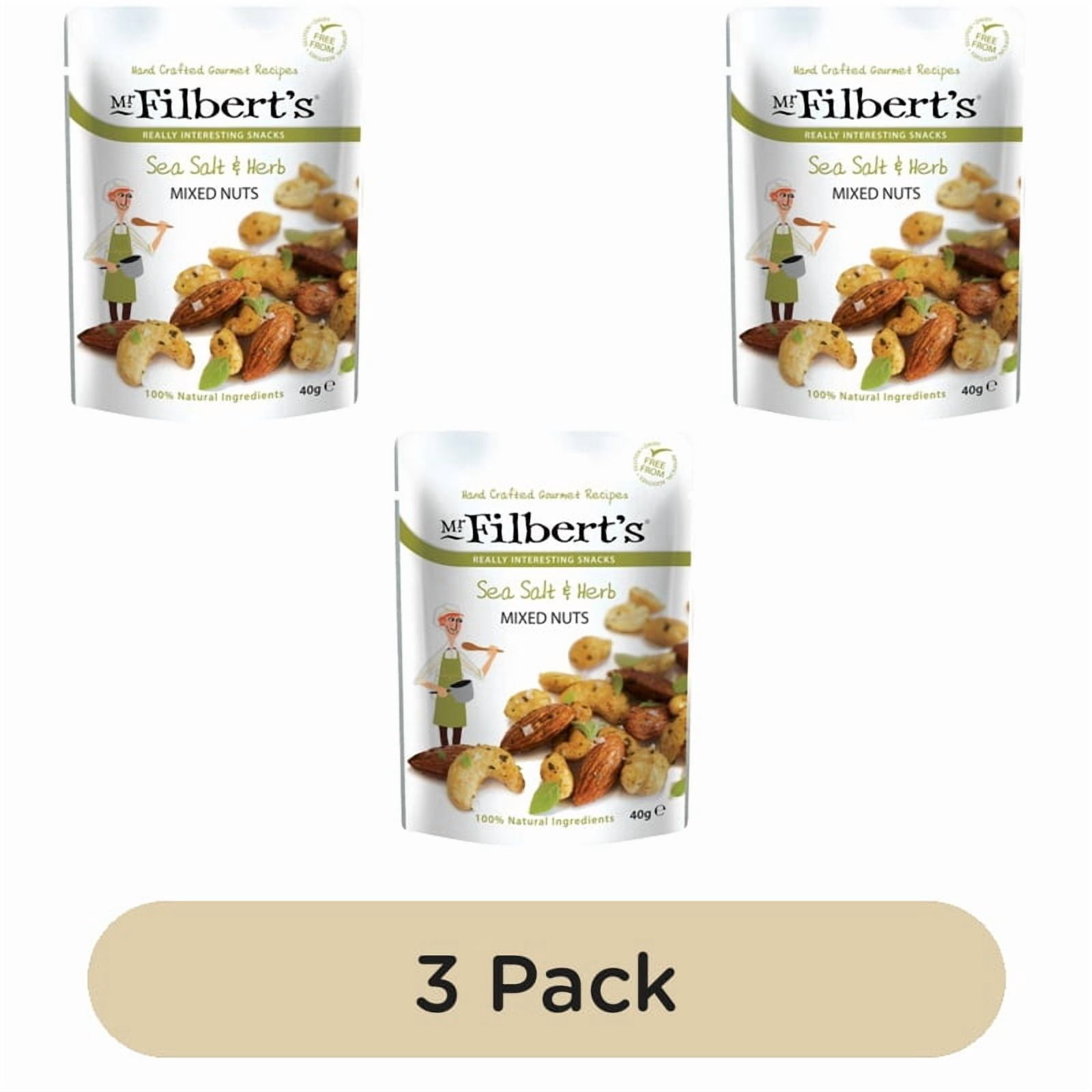 Mr Filberts Sea Salt & Herb Mixed Nuts Almonds, Peanuts & Cashews 40g, British Import (Pack of 3)