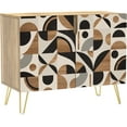 thumbnail image 3 of PixonSign Sideboard Buffet Cabinet, Kitchen Storage Cabinet with 2 Doors, Geometric Mid-Century Polygons, Cupboard Console Table for Dining Room - 35" L x 18" W x 29" H, 3 of 5