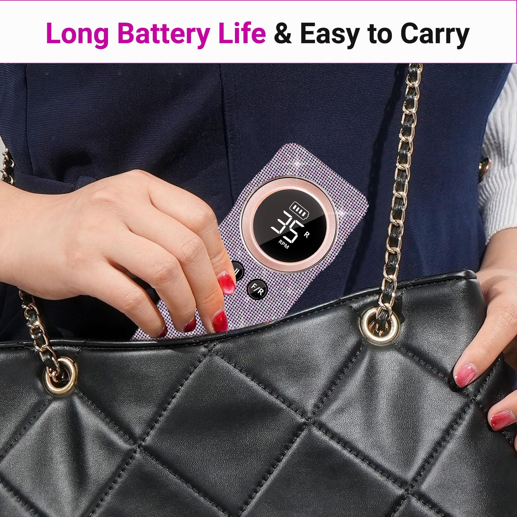 Rechargeable Electric Nail Drill 35000RPM Portable Wireless Nail Grinder Pedicure Manicure Set Silver