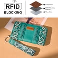 thumbnail image 6 of Wrangler Western Wallet for Women RFID Paisley Wristlet Purse with zipper, Turquoise, 6 of 7