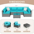 thumbnail image 4 of Walsunny 7 Pieces Patio Conversation Set, All-Weather Silver Rattan Wicker Patio Furniture Sets with 6 Chairs and 1 Coffee Table, Washable Couch Cushions,Sliver Rattan Blue Cushions, 4 of 7