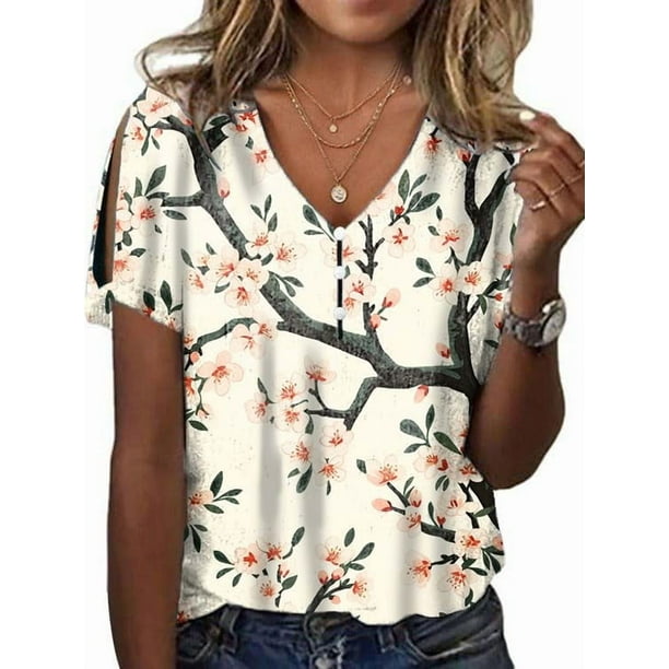 Blusa HOTYD con estampado floral bohemio para mujer, verano 2024, 4XL