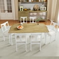 thumbnail image 4 of Harper & Bright Designs Vintage Extendable Dining Table Set for 6, Rectangle Rustic Farmhouse Kitchen Table Set with Removable Leaf and with 6 Chairs for Kictchen, Natural+White, 4 of 17