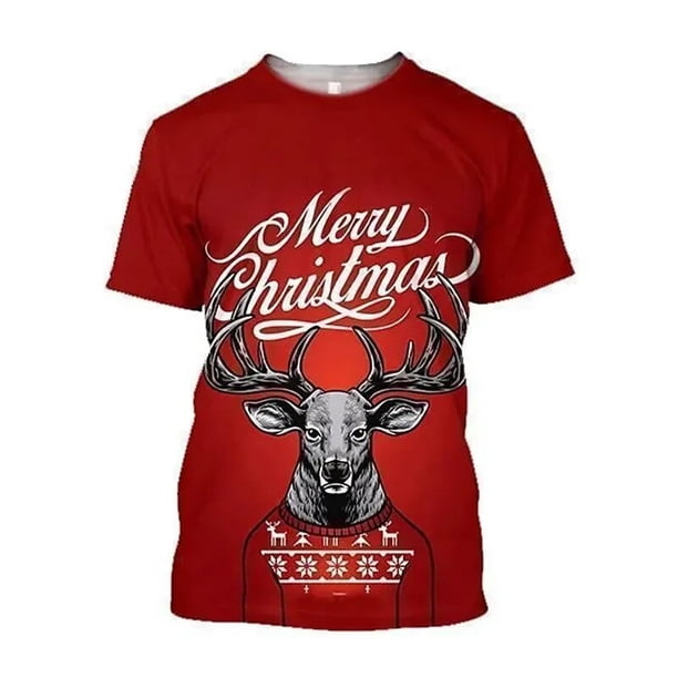 Nuevas camisetas para hombres con estampado de muñeco de nieve de Navidad en 3d, camisetas de manga corta Harajuku, ropa informal de verano para hombres, camiseta holgada de gran tamaño