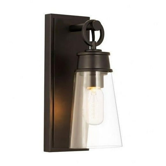 1 Light Restoration Steel Wall Sconce with Clear Glass-12 inches H By 4.5 inches W-Matte Black Finish Bailey Street Home 372-Bel-4652442