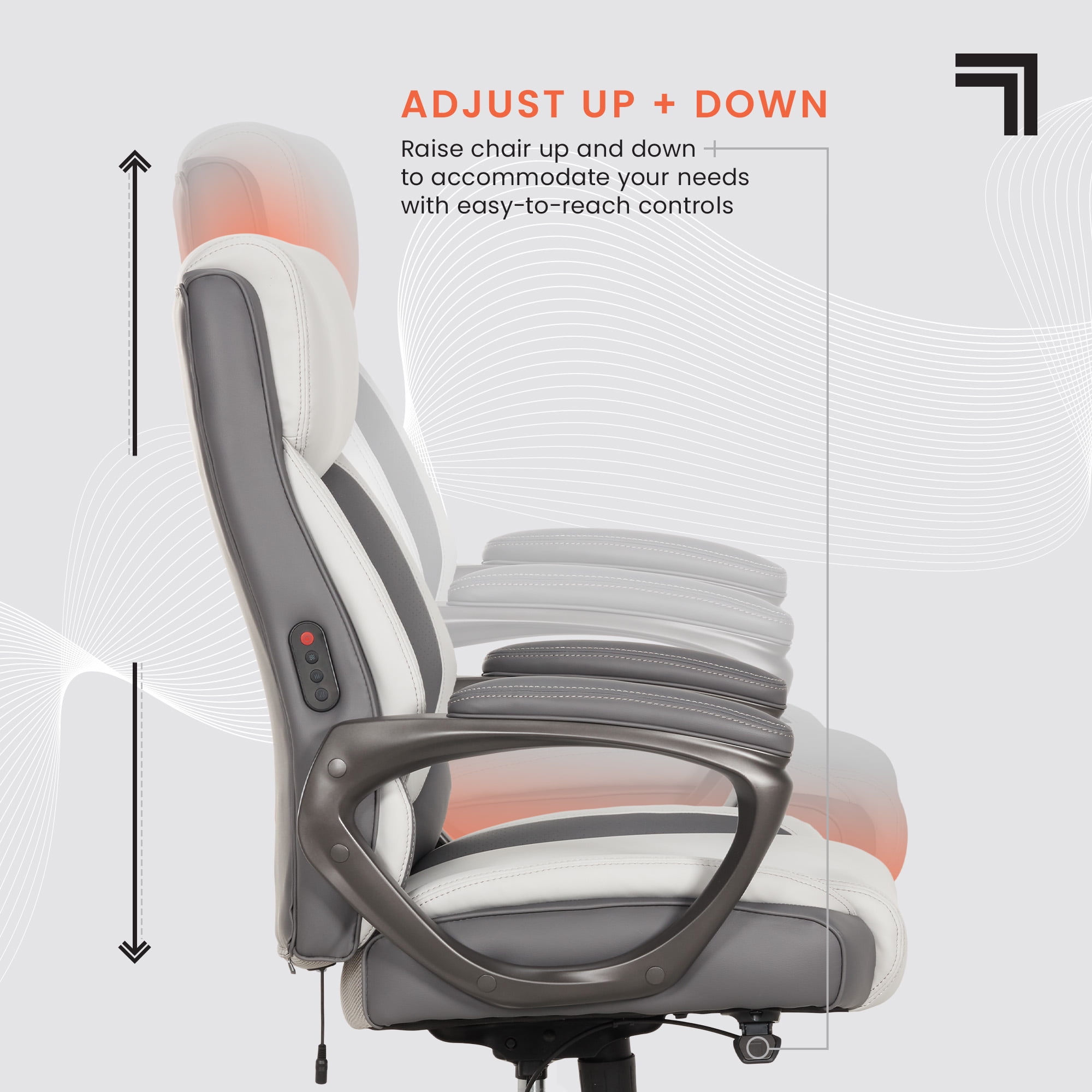 Sharper Image S-140 Massage and Heat Office Chair, White/Gray