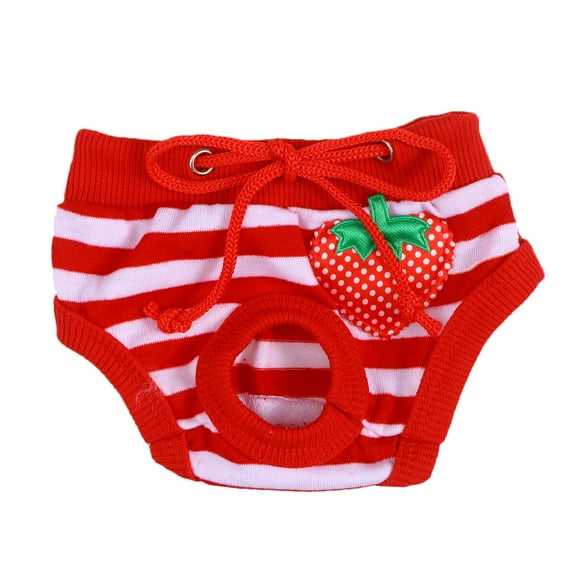 OUNONA Washable Male Dog Diaper Physiological Pants, Stripe Design, Menstruation Underwear Shorts Size S, Red and White