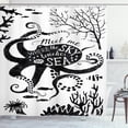 thumbnail image 1 of Saying Shower Curtain, Abstract Monochrome Underwater Design Meet Me Where the Sky Touches Sea, Fabric Bathroom Set with Hooks, 69W X 75L Inches Long, Charcoal Grey White, by Ambesonne, 1 of 3