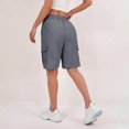 thumbnail image 2 of Women'S Summer Casual Cargo Shorts Elastic Waist Drawstring Hiking Bermuda Shorts with Pockets Dark Gray L, 2 of 6