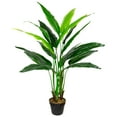 thumbnail image 2 of Northlight 4.25' Unlit Green Artificial Traveller's Tree with Black Pot, 2 of 7