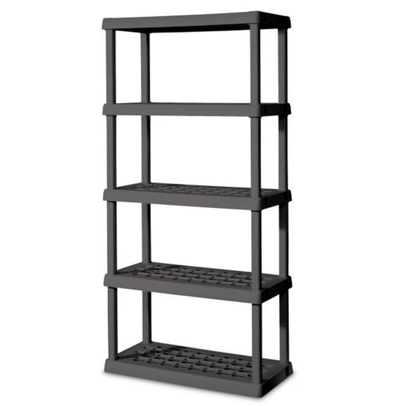 Sterilite 75.2" Heavy Duty Durable 5 Shelf Ventilated Shelving Unit, 4 Pack