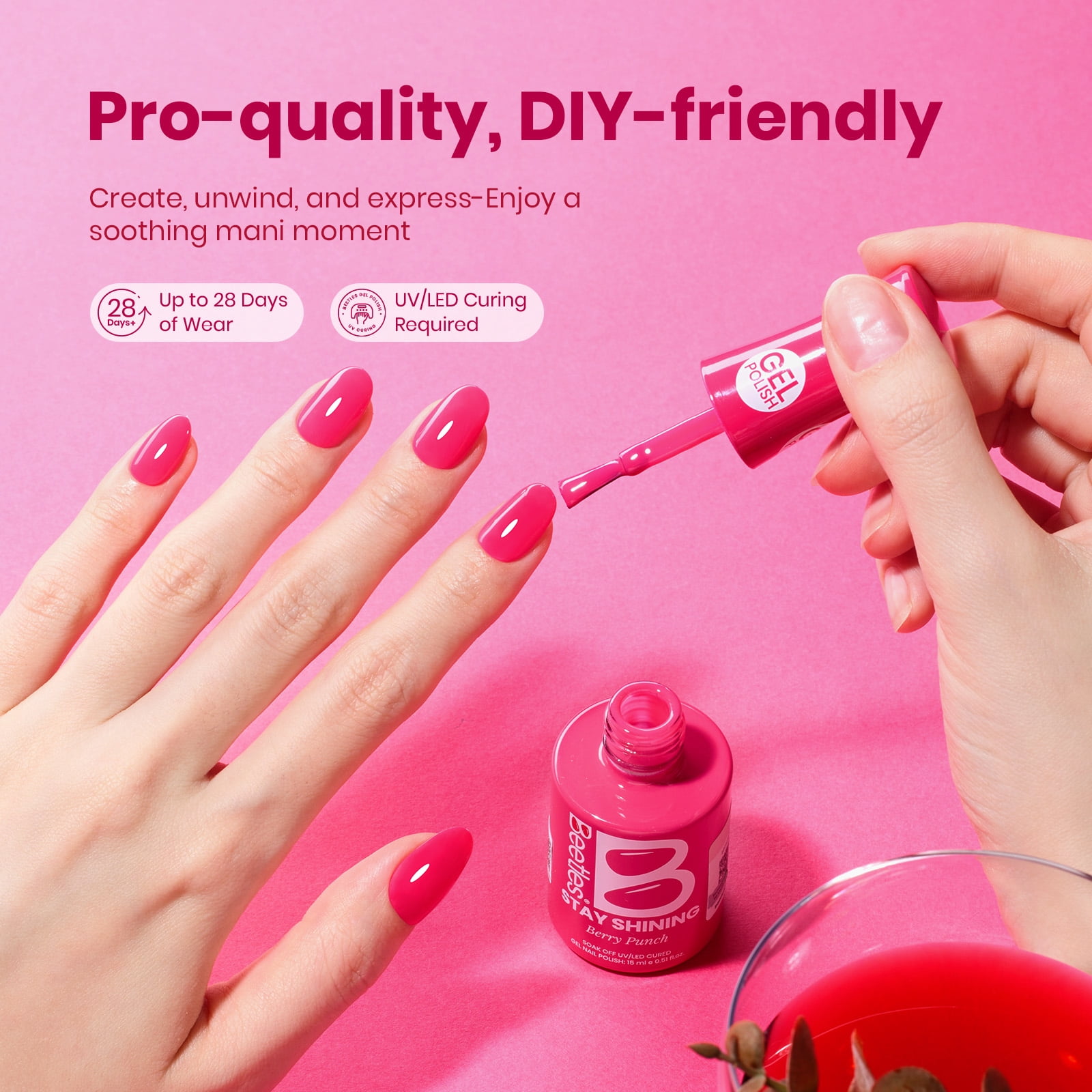 Beetles Stay Shining Collection Salon-Quality Gel Polish- 0.51 fl oz - Berry Punch