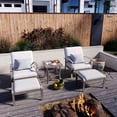 thumbnail image 5 of HAPPATIO 5 Piece Aluminum Outdoor Patio Furniture Set, Patio Chairs with Ottomans and Side Table, Balcony Furniture, Patio Conversation Set for Porch Garden (Gray), 5 of 7