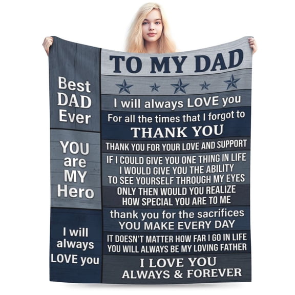 Gift for Dad Birthday, Dads Gift from Daughter Son, Father Birthday Present for Dads Who Want Nothing, Best Daddy Ever Gift, Father Flannel Blanket 50x40