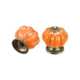 thumbnail image 4 of Ceramic Drawer Knobs, 3Pcs Pumpkin Shape Handles Pulls 40mm/1.57" Dia. W Screws, Orange, 4 of 5