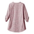 thumbnail image 4 of Vivianyo HD Women's V Henley Gingham Plaid Blouse, Adjustable Roll Tab Three Quarter Sleeve Shirt for Women, Spring Summer Casual Tunic for Grocery Runs and Neighborhood Walks, Sizes S-2XL, 4 of 7