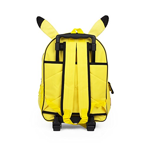 Pokemon Pikachu 16" inch Yellow Rolling Backpack Luggage with Plush