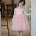 thumbnail image 4 of Girls Woolen Formal Dress Kids Sleeveless Fancy Sparkly Pageant Party Birthday Prom Princess Ball Gown Dresses for Girls Pink, 4 of 5