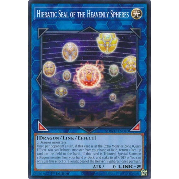 YuGiOh Blue-Eyes White Destiny Structure Deck Common / Short Print Hieratic Seal of the Heavenly Spheres SDWD-EN040 (Unlimited Misprint)