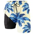 thumbnail image 4 of Mens Shorts with Compression Summer Casual Double Layer Pants Classic Hawaiian Print Vacation Mens Beach Shorts, 4 of 4