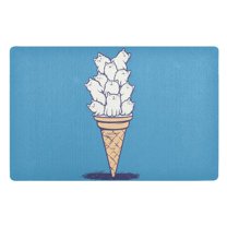 Yayeee Doormat for Indoor Entrance 32" x 20" Non Slippery Floor Rug, Ice Cream Cat