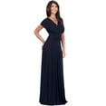 thumbnail image 5 of KOH KOH Long V-Neck Flowy Cap Short Sleeve V-Neck Bridesmaid Wedding Guest Party Formal Summer Sundress Tall Gown Maxi Dress Dresses For Women Dark Navy Blue X-Large US 14-16 NT074, 5 of 7