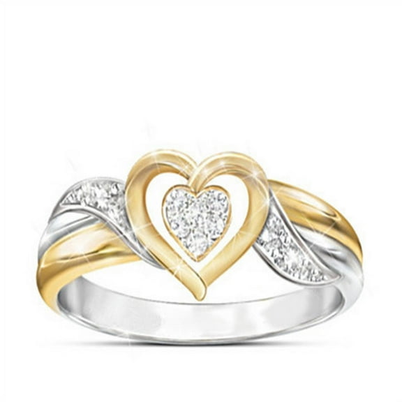 Women's Heart-Shaped Two-Color Real Gold Electroplated Ring