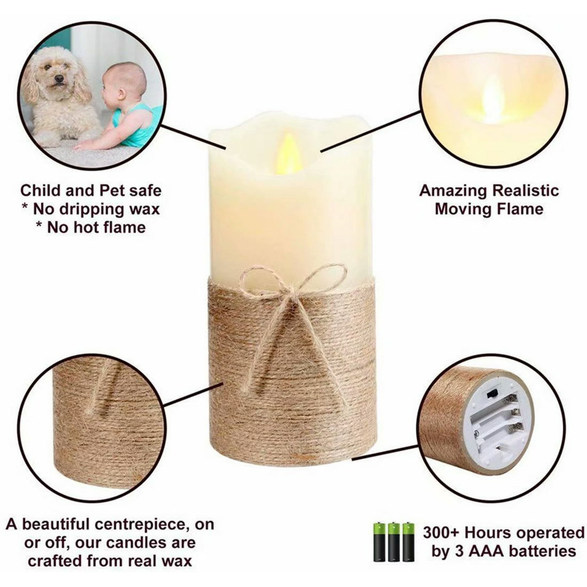 Enpornk Lot De 12 Bougies Piliers LED Sans Flamme à Piles En Cire