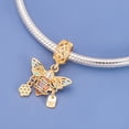 thumbnail image 2 of 925 Sterling Silver Golden Hollow Honey Bee Dangle Charm for Bracelet Charms Bangle Pendant Jewelry, 2 of 3