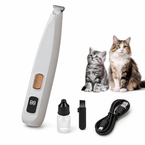 Quiet Small Pet Hair Trimmer, Rechargeable Cordless Dog Grooming Clippers for Sensitive Areas Like Paws, Eyes, Ears & Face, White
