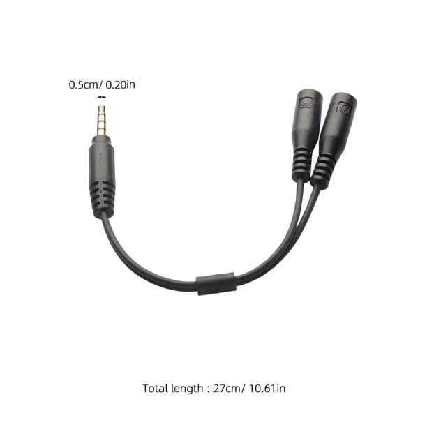 BEADCEST Adaptador De Audio 3.5mm Para Auriculares Y Micrófono Cable Divisor Y Para Transferencia De Datos Negro